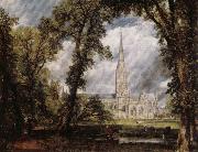John Constable View of Salisbury Cathedral Grounds from the Bishop's House painting